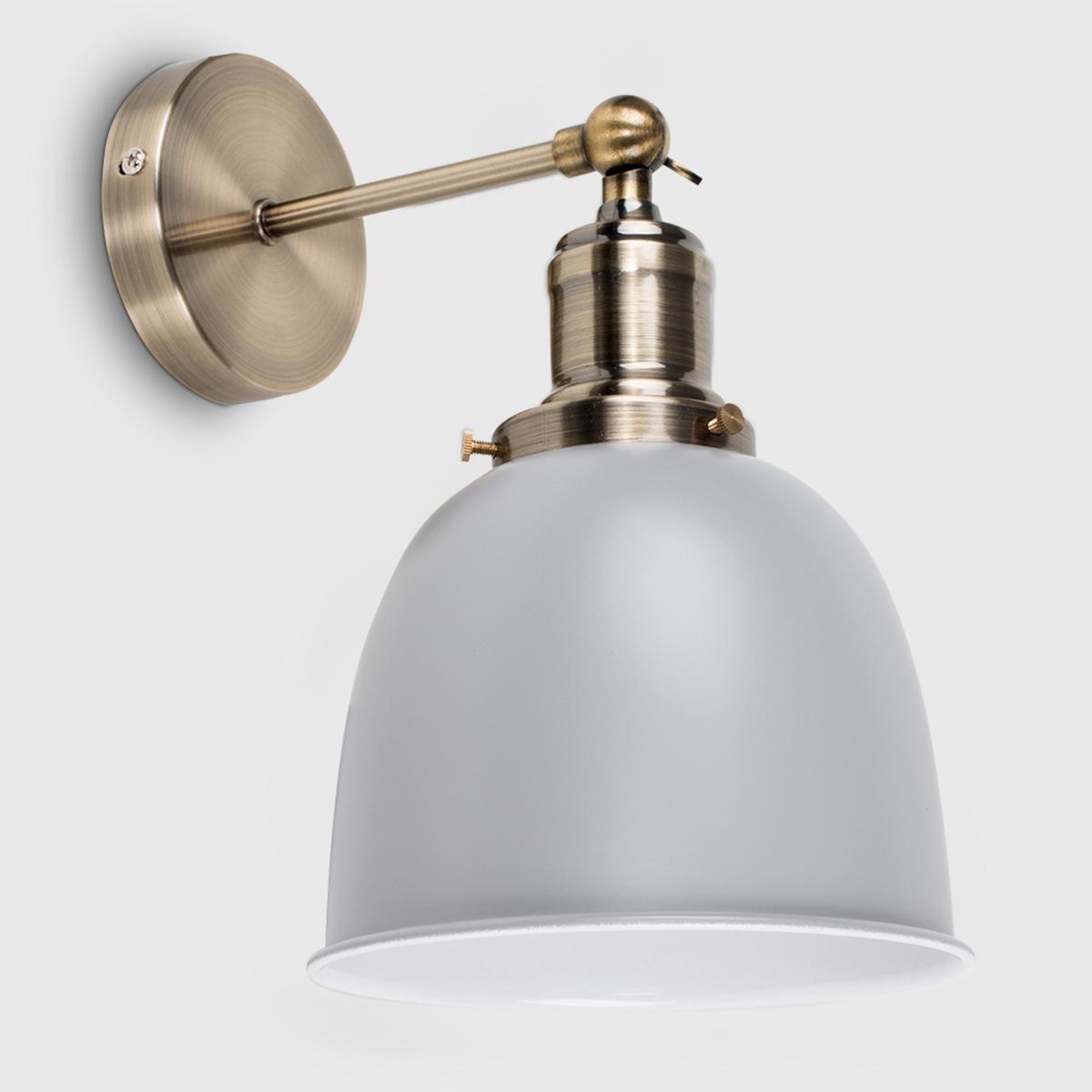 Antique Brass Adjustable Knuckle Joint Wall Light With Grey Dome Shade - Grey – image 2