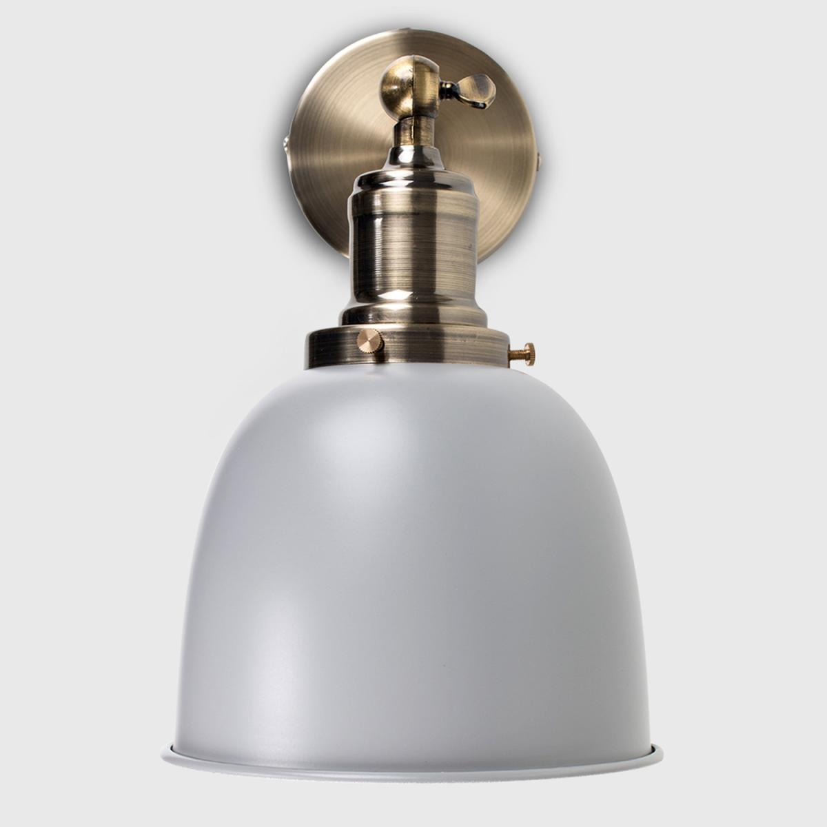 Antique Brass Adjustable Knuckle Joint Wall Light With Grey Dome Shade - Grey – image 3