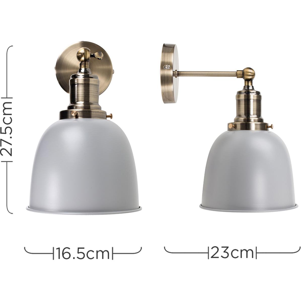 Antique Brass Adjustable Knuckle Joint Wall Light With Grey Dome Shade - Grey – image 5