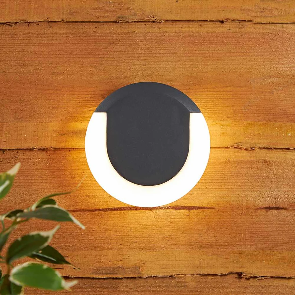 Biard Crescent Halo LED Circular Outdoor Wall Light - Grey – image 2