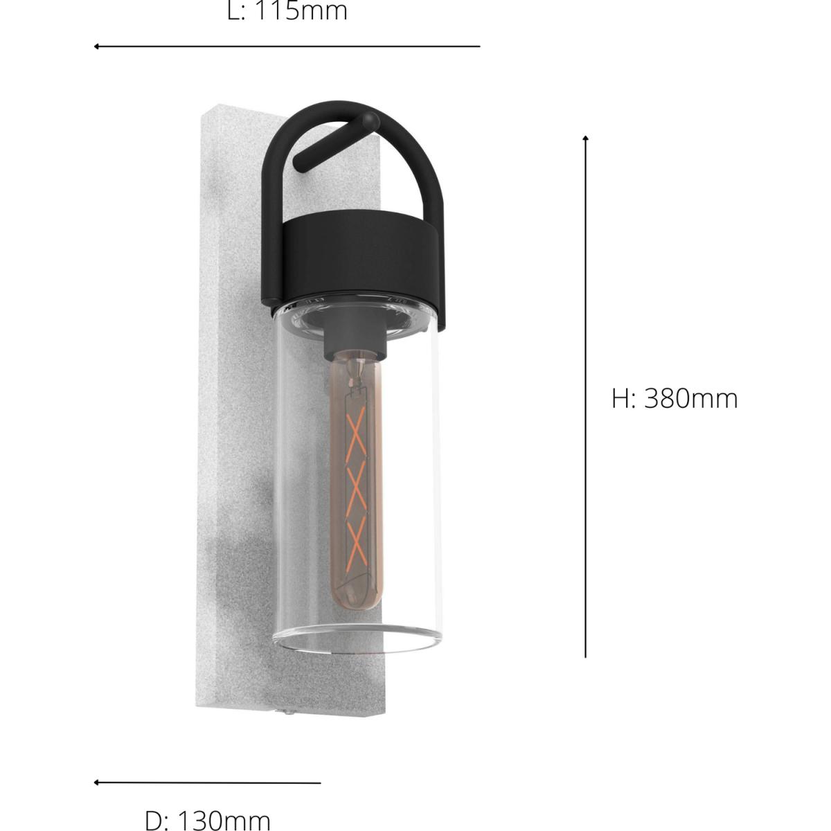 Eglo Carraro Grey Concrete Effect Glass and Metal IP44 Outdoor Wall Light - Grey – image 2