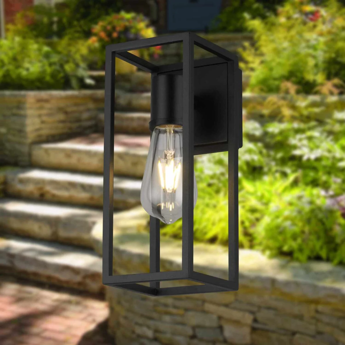 Set of 2 Hale Black IP44 Outdoor Wall Lights - Black Paint – image 4