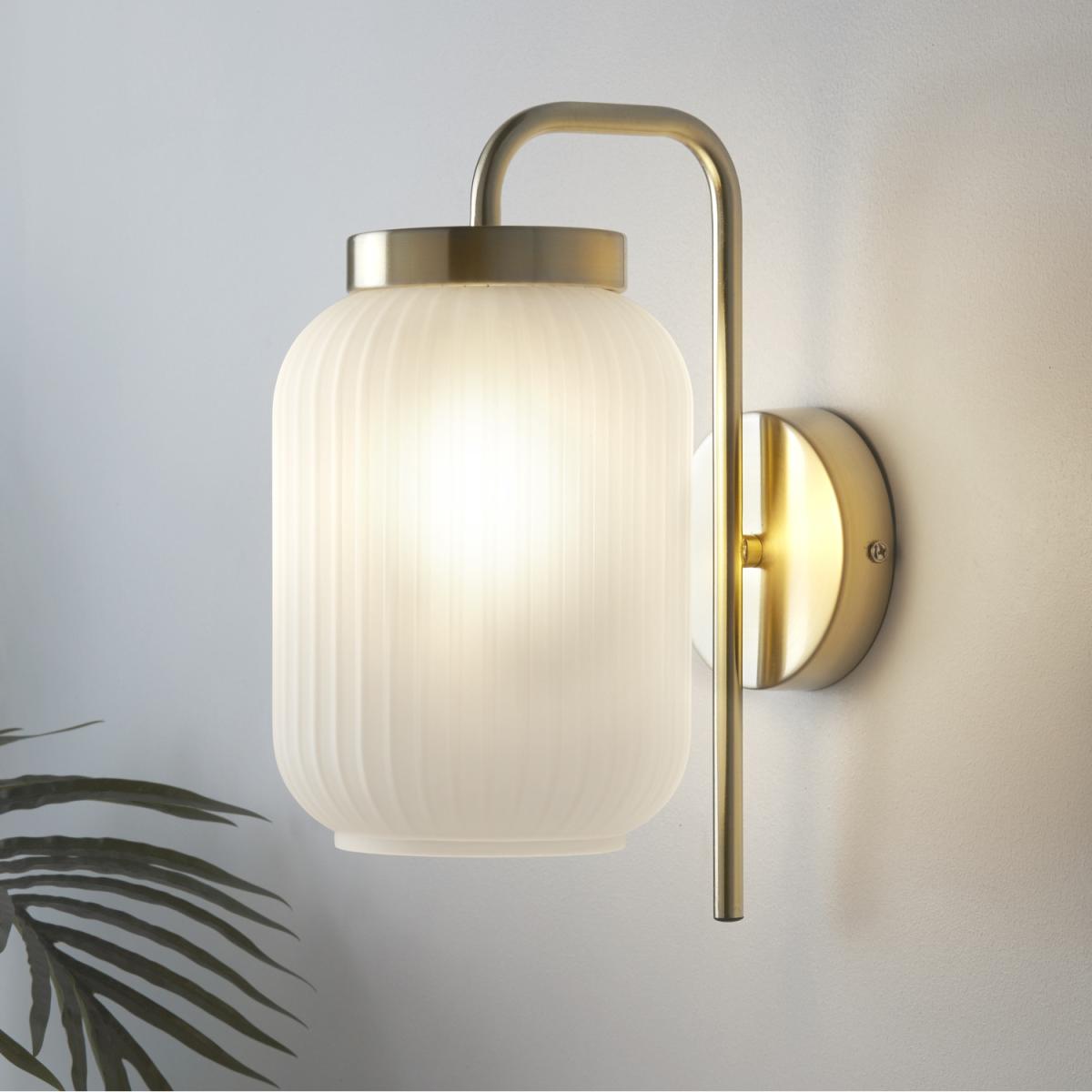 Pearl Frosted Wall Light White - Brass