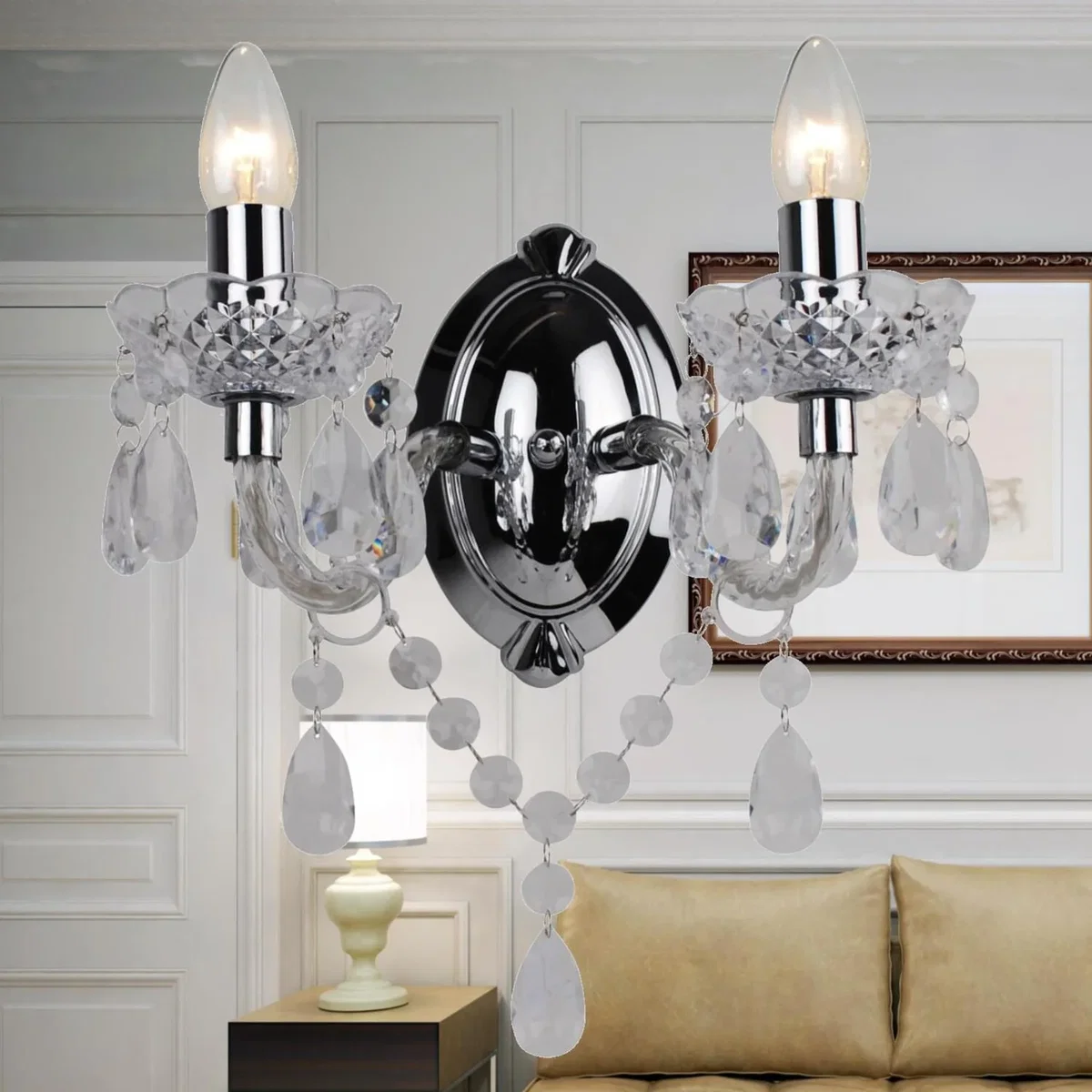 Clear Acrylic And Chrome Marie Therese Style 2 X 40w Wall Light - Clear – image 5