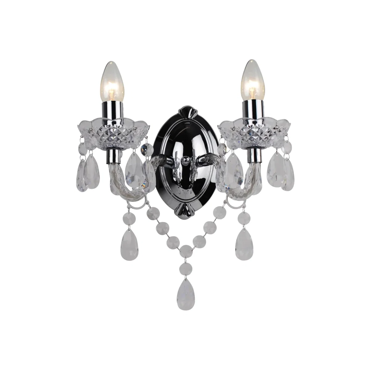 Clear Acrylic And Chrome Marie Therese Style 2 X 40w Wall Light - Clear – image 1
