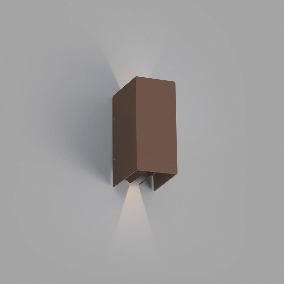 Blind Outdoor LED Up Down Wall Lamp - Brown