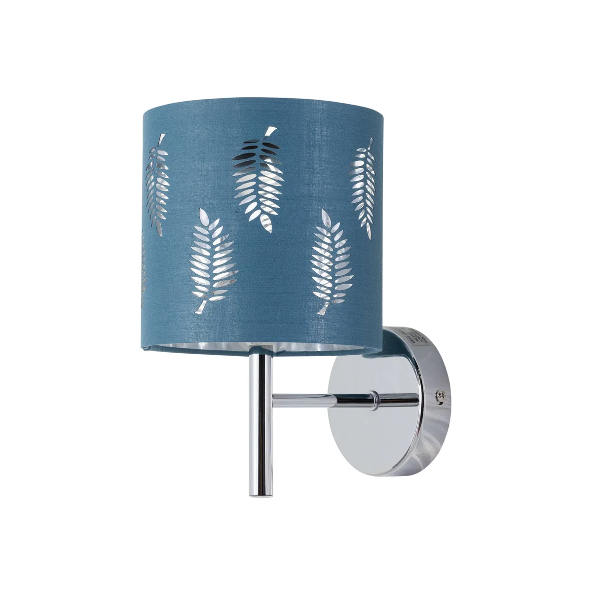 Brea Chrome Wall Light With Teal Fern Shade - Chrome & Teal – image 1