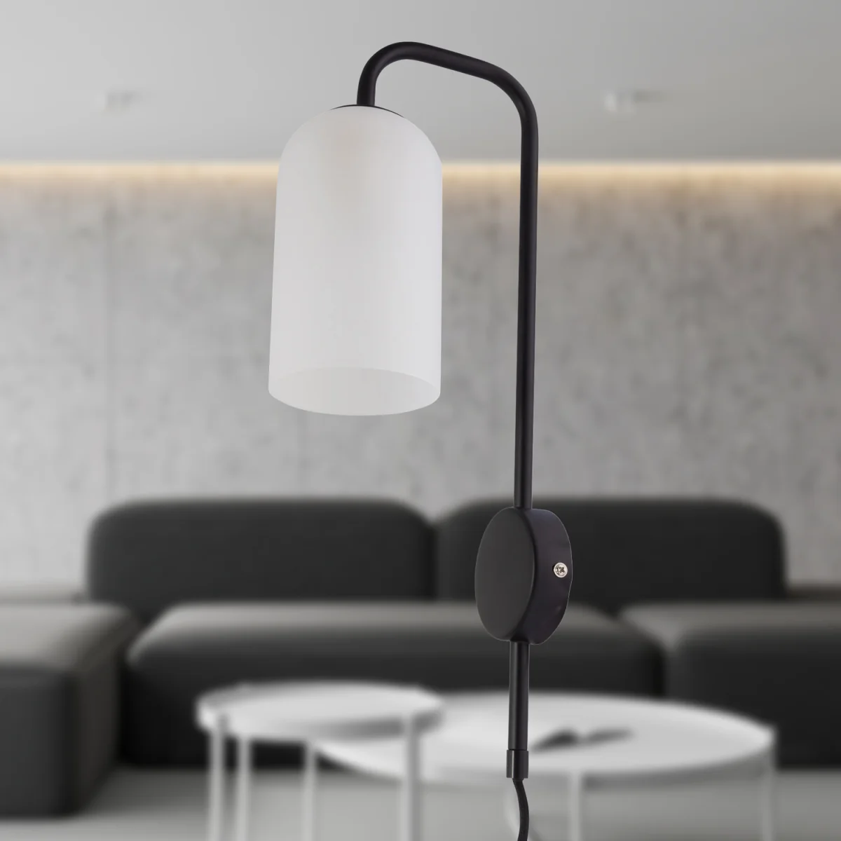 Victoria Plug In Wall Light - Black And Frosted Glass – image 5