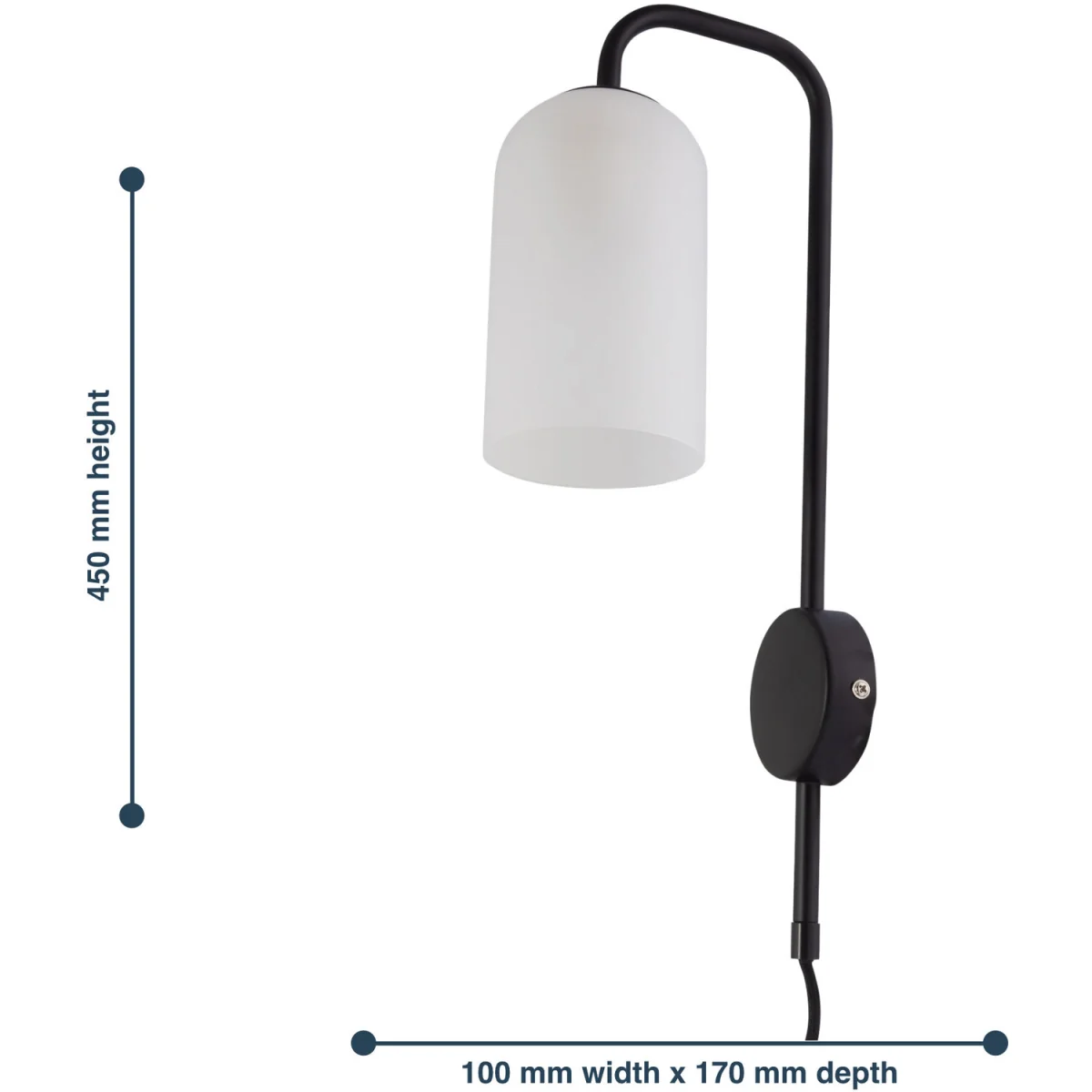 Victoria Plug In Wall Light - Black And Frosted Glass – image 7