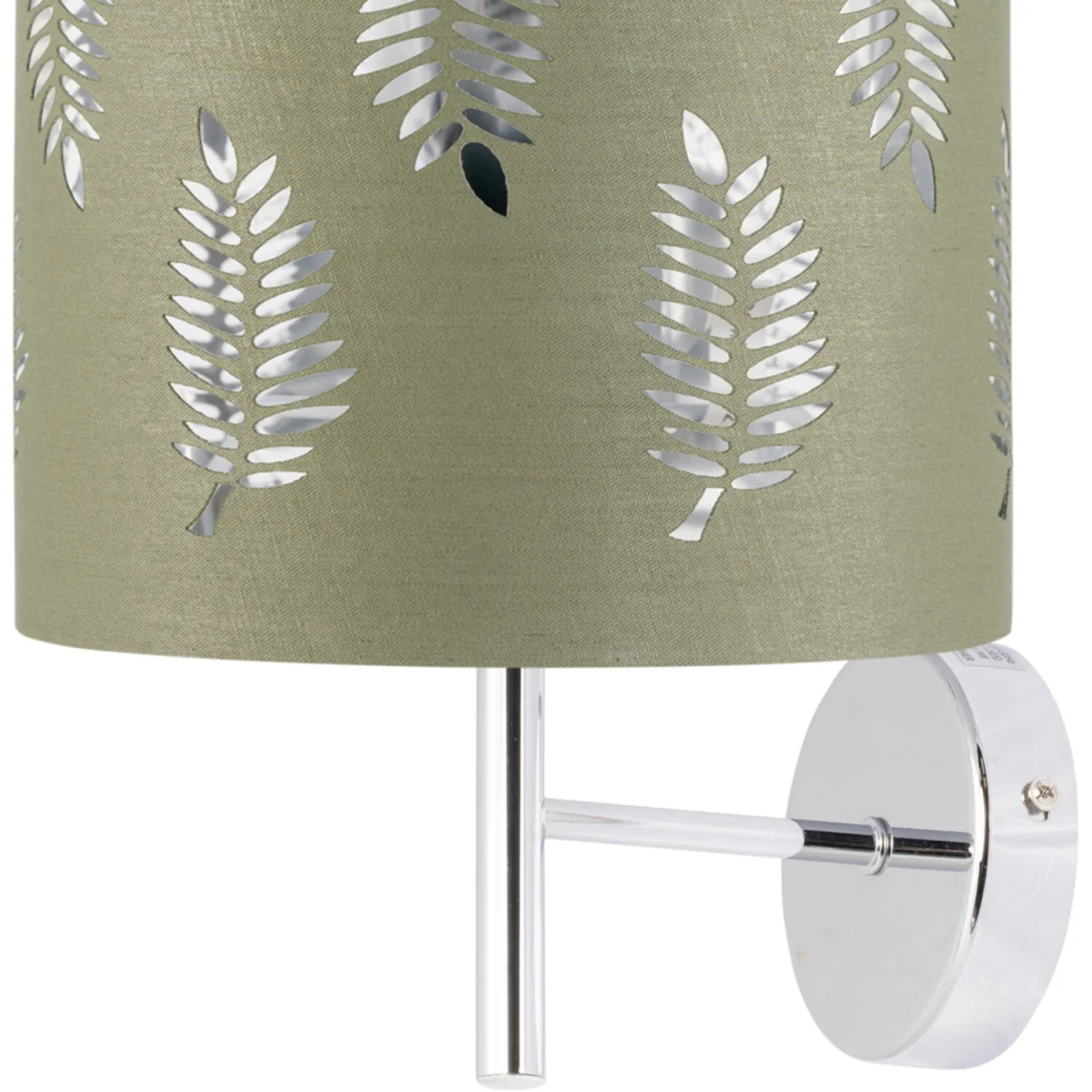 Brea Chrome Wall Light With Sage Green Fern Shade - Chrome & Sage Green – image 2