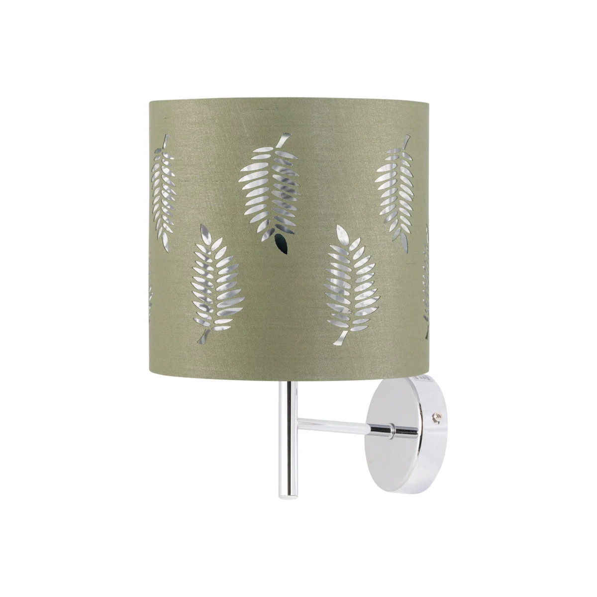 Brea Chrome Wall Light With Sage Green Fern Shade - Chrome & Sage Green – image 1