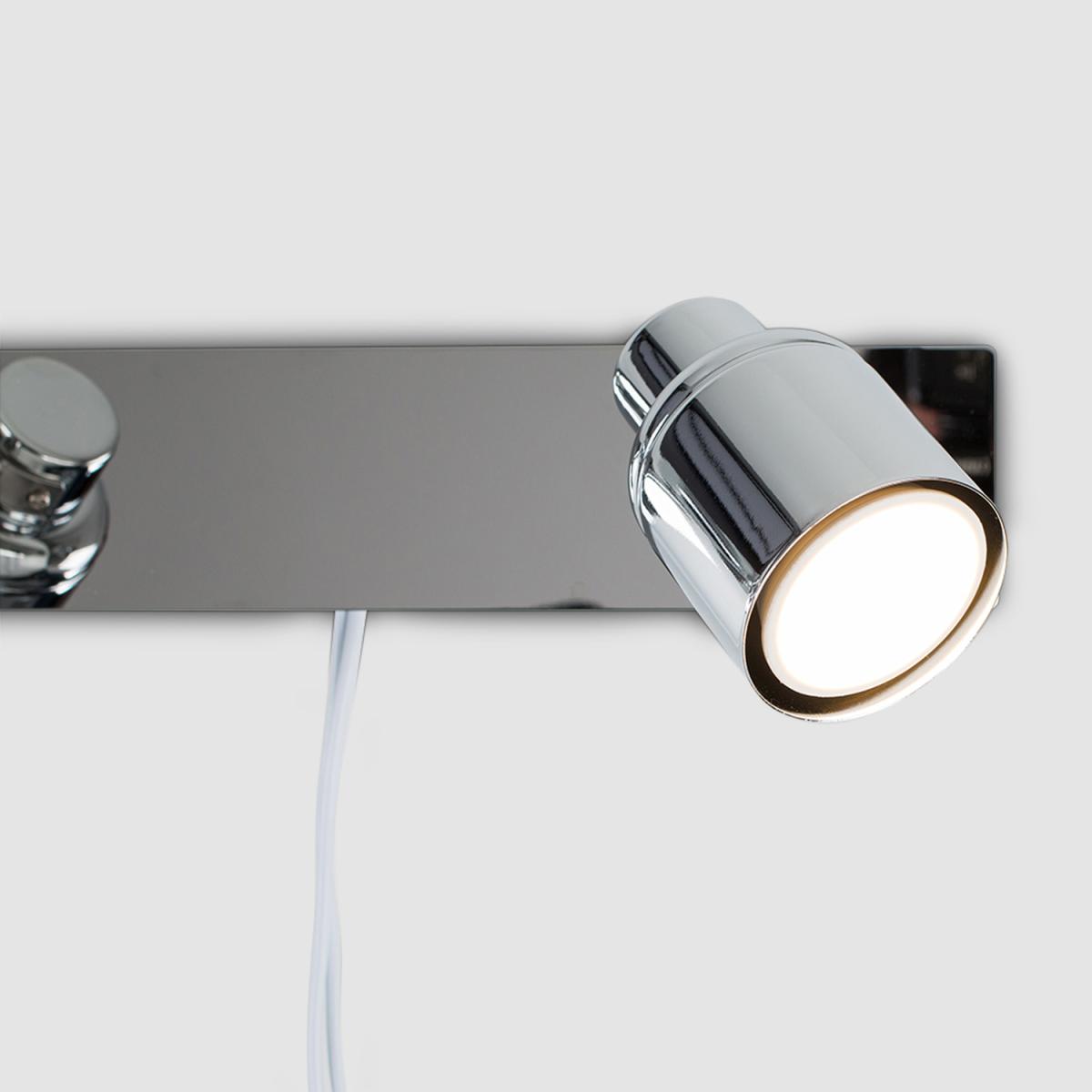 Modern Twin 2 Way Adjustable Chrome Silver Wall Spotlight - Silver – image 2
