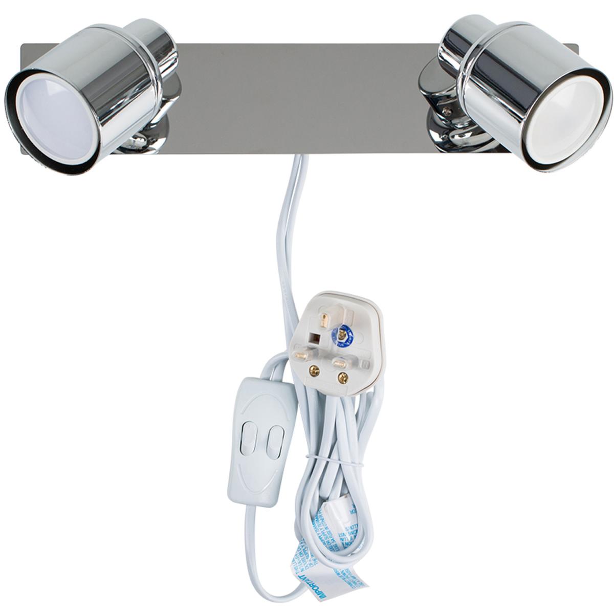 Modern Twin 2 Way Adjustable Chrome Silver Wall Spotlight - Silver – image 3