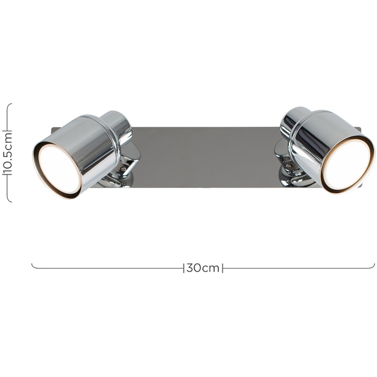 Modern Twin 2 Way Adjustable Chrome Silver Wall Spotlight - Silver – image 4