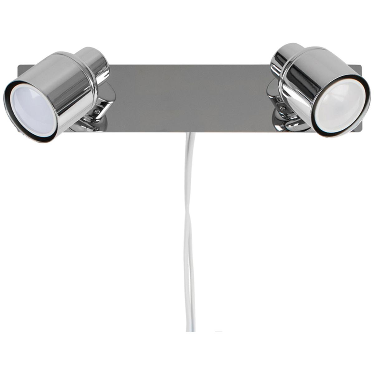 Modern Twin 2 Way Adjustable Chrome Silver Wall Spotlight - Silver – image 5