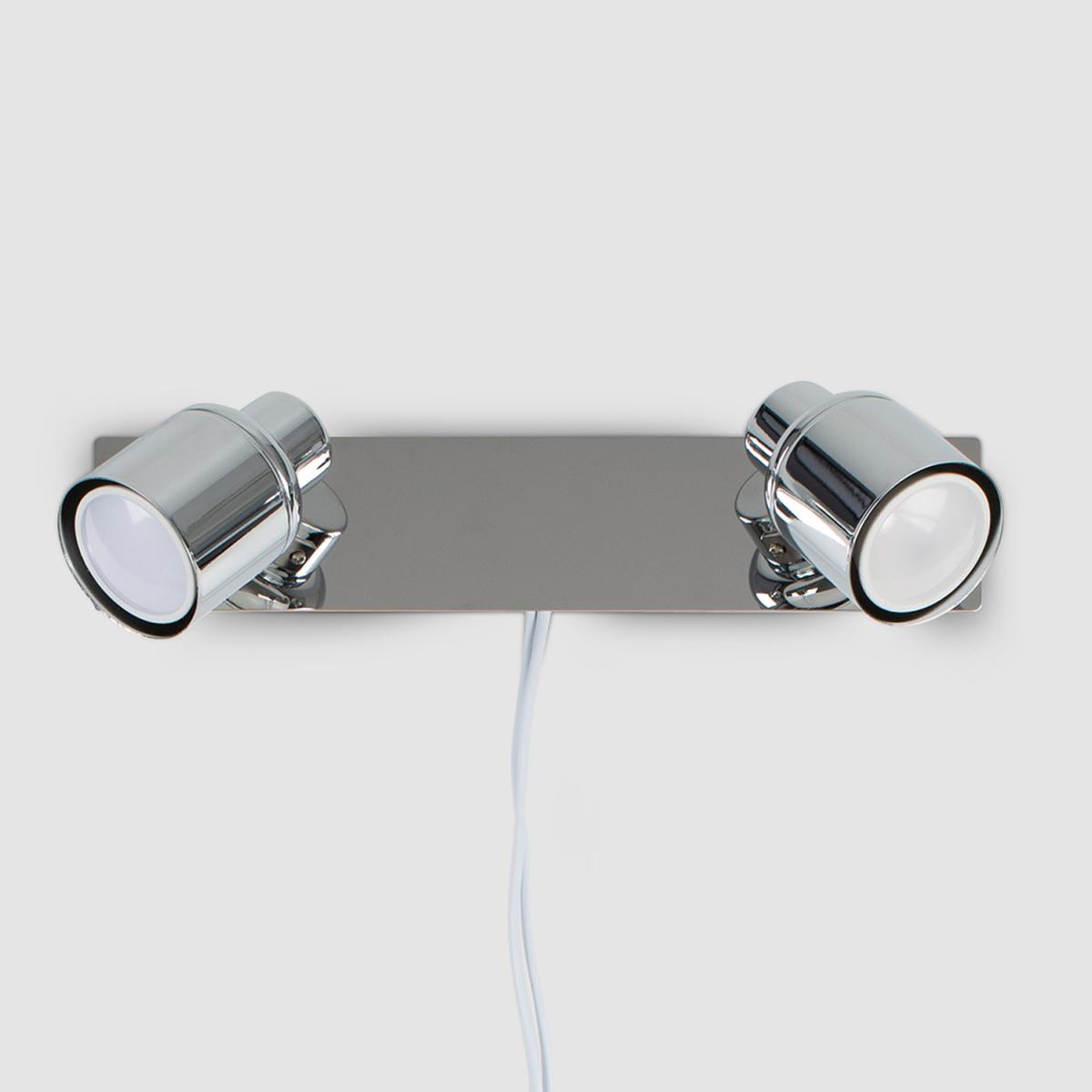 Modern Twin 2 Way Adjustable Chrome Silver Wall Spotlight - Silver – image 7