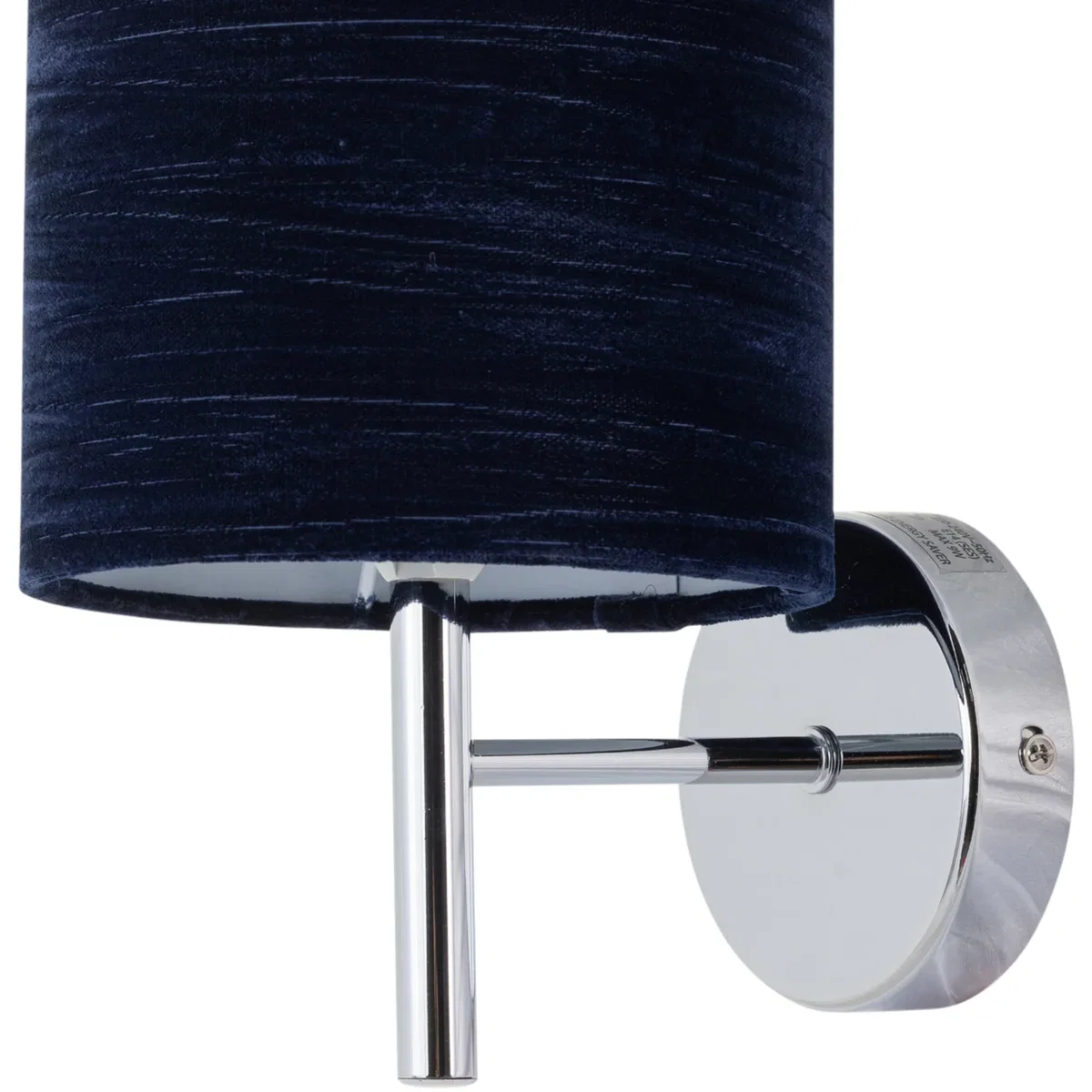 Brea Chrome Wall Light With Navy Blue Crushed Velvet Shade - Chrome & Blue – image 2