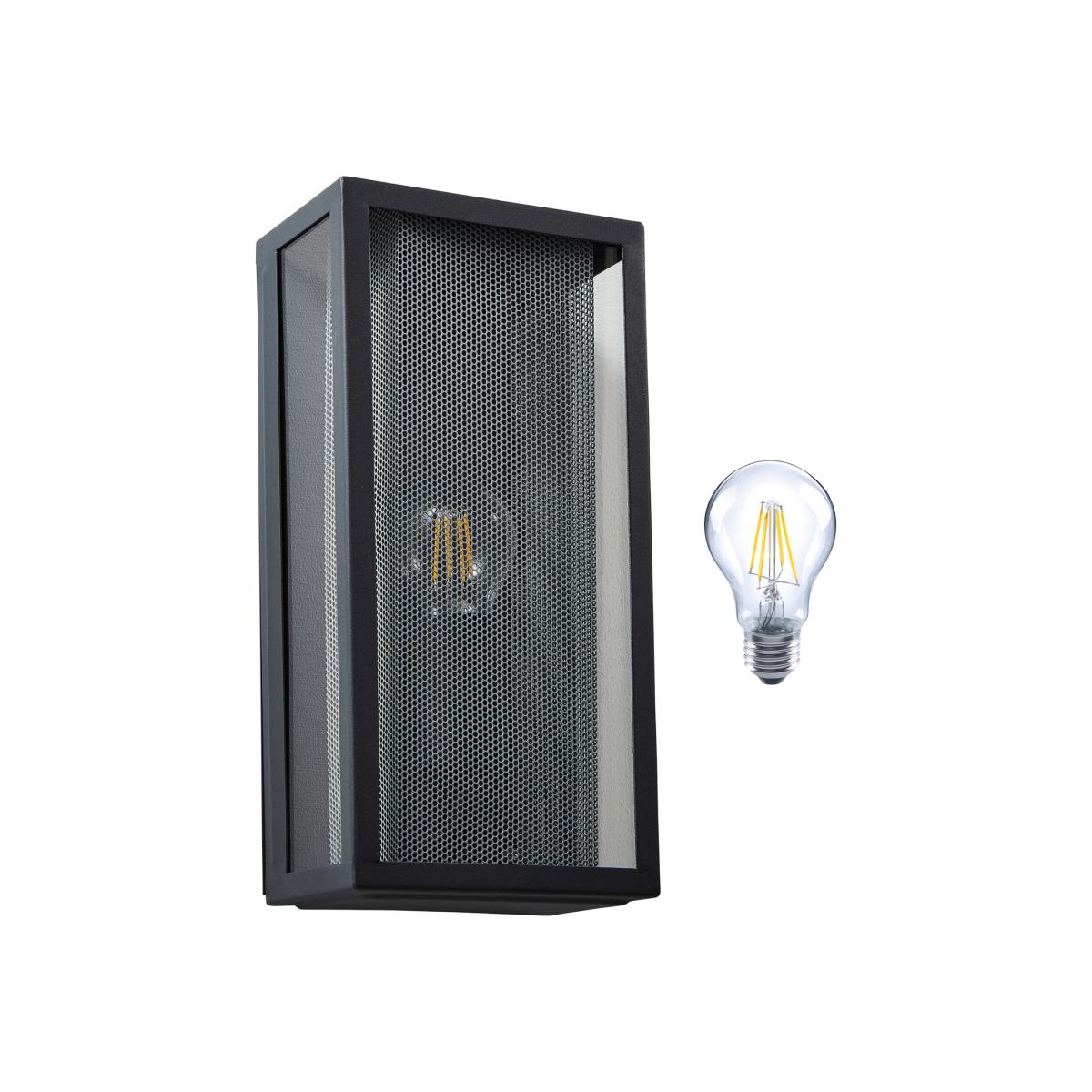 Box Lantern Wall Light with Mesh Insert - Anthracite Grey