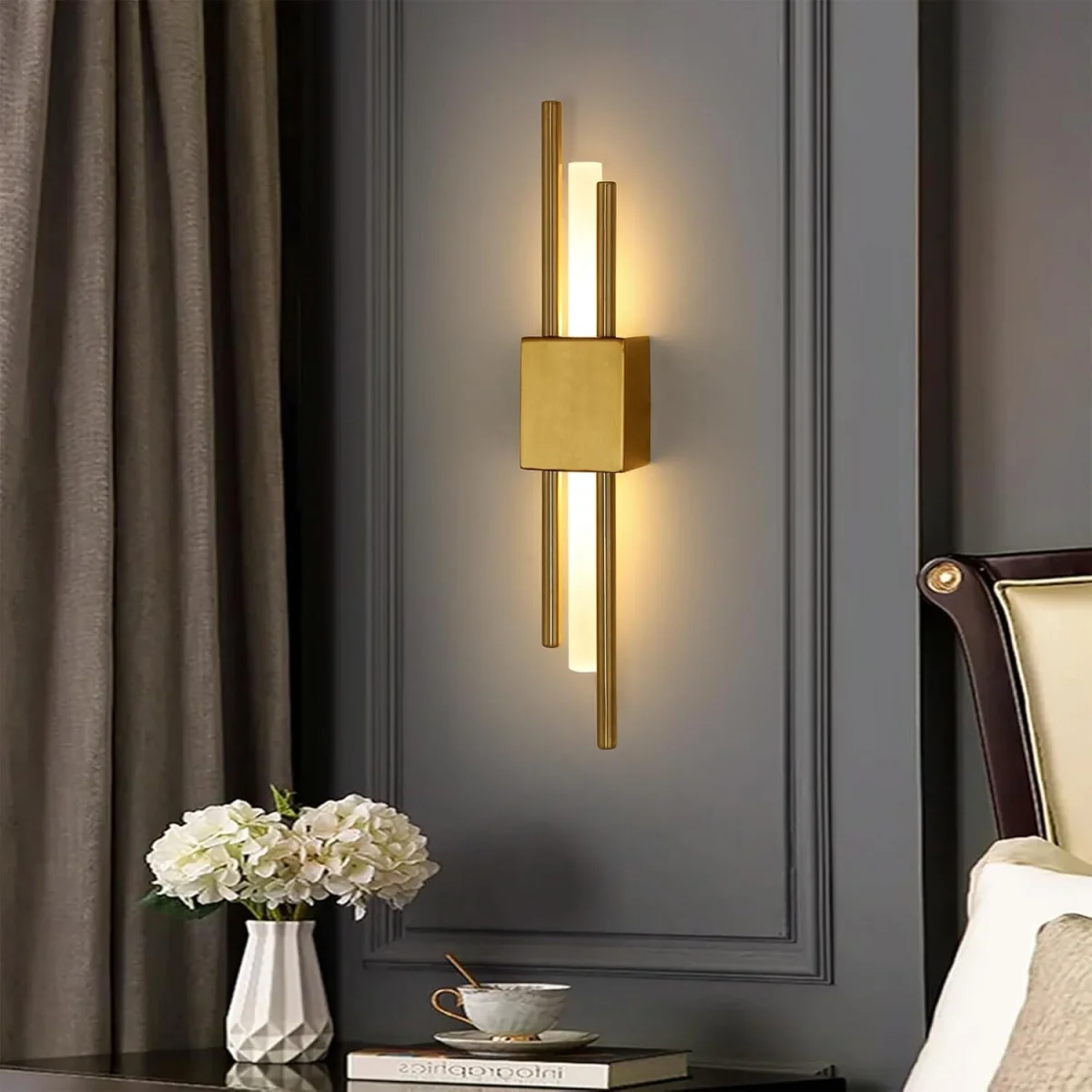 GOECO LED Indoor Wall Light, Gold Modern LED Wall Light for Bedroom, 3000K - Gold – image 2