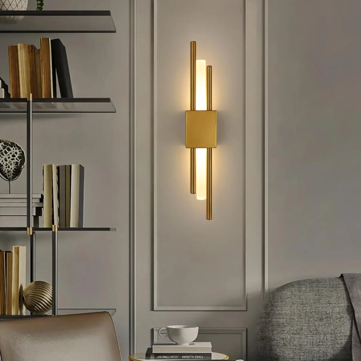 GOECO LED Indoor Wall Light, Gold Modern LED Wall Light for Bedroom, 3000K - Gold – image 3