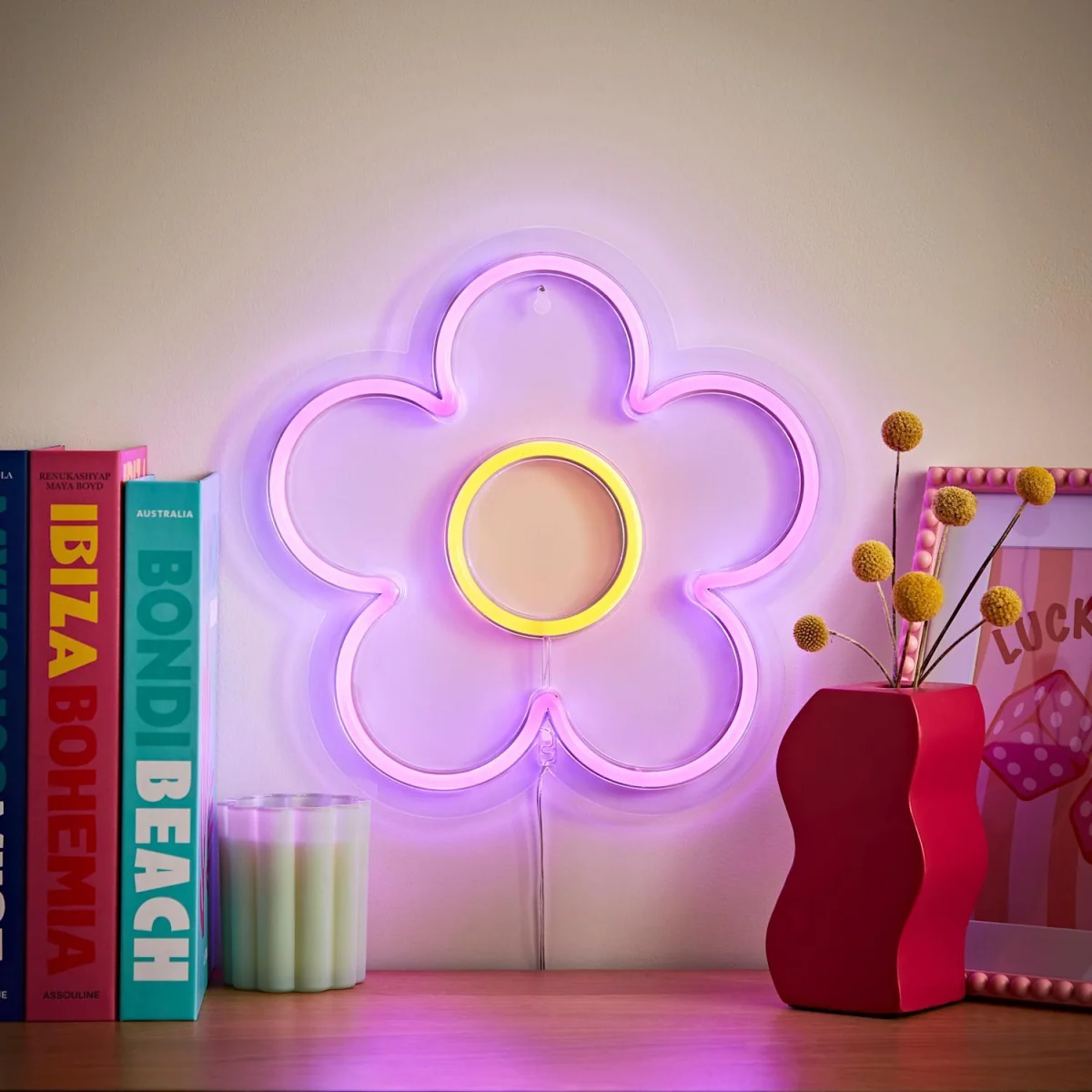 Neon Flower Wall Light - White – image 3