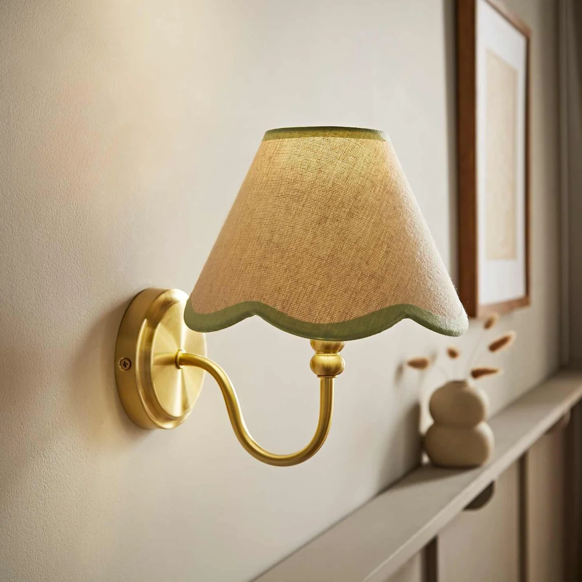 Binky Rechargeable Wall Light with Trim Scallop Shade - Sage Green – image 2