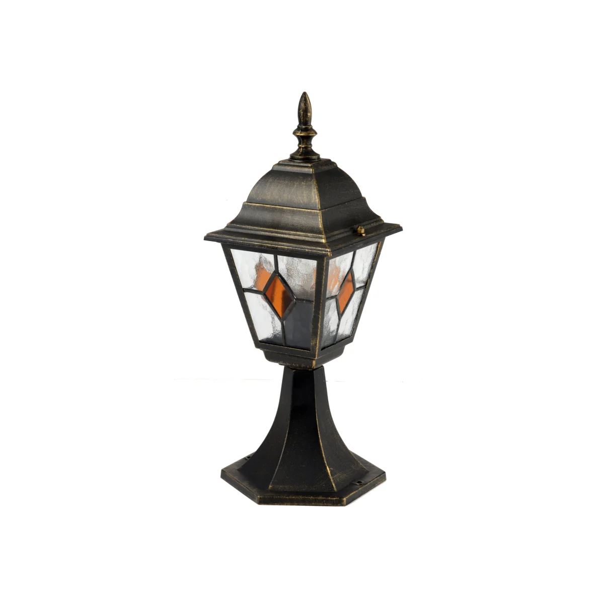 Morecambe Outdoor Post Light - Black Gold & Amber – image 1