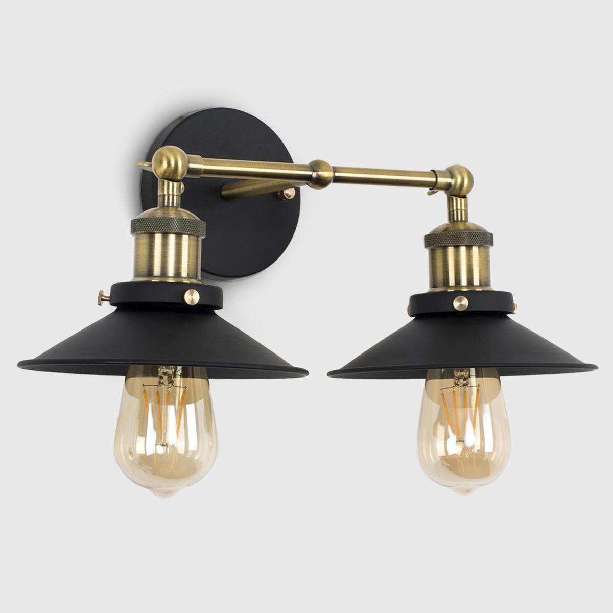 Colonial Industrial Pair of Gold Indoor Wall Light - Gold – image 3