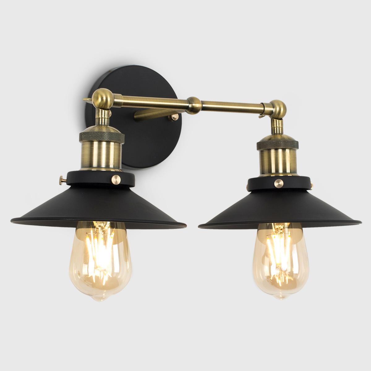 Colonial Industrial Pair of Gold Indoor Wall Light - Gold – image 4