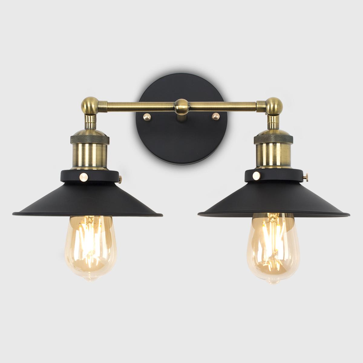 Colonial Industrial Pair of Gold Indoor Wall Light - Gold – image 5