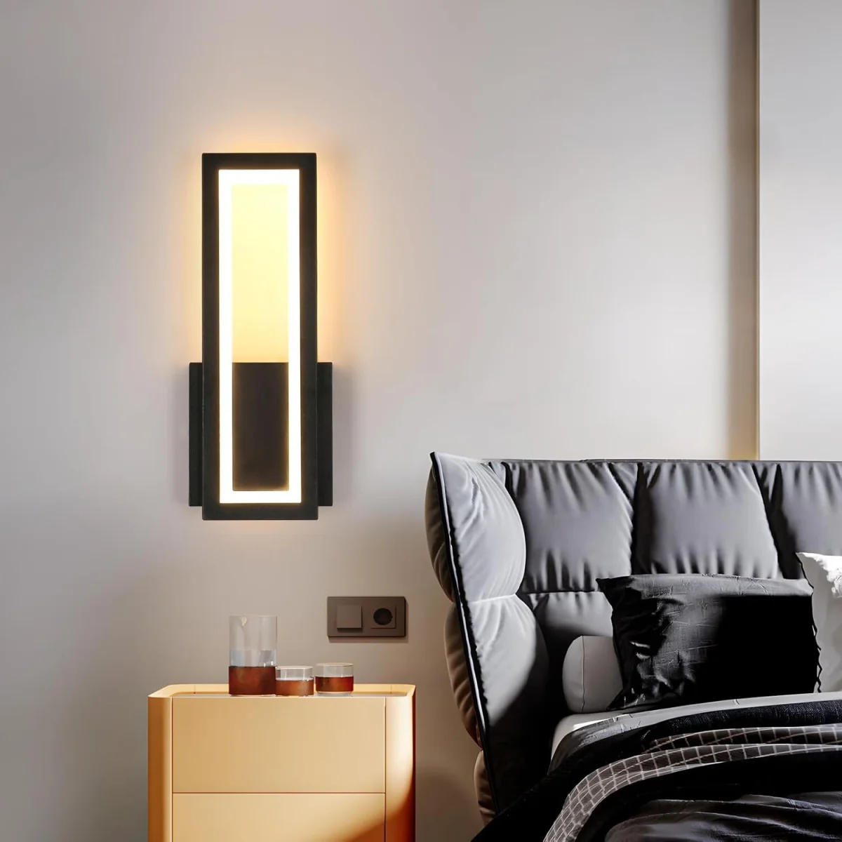 GOECO Modern Indoor Wall Lamp, 16W , 3000 K, Simple Rectangular Wall Lights - Black – image 2