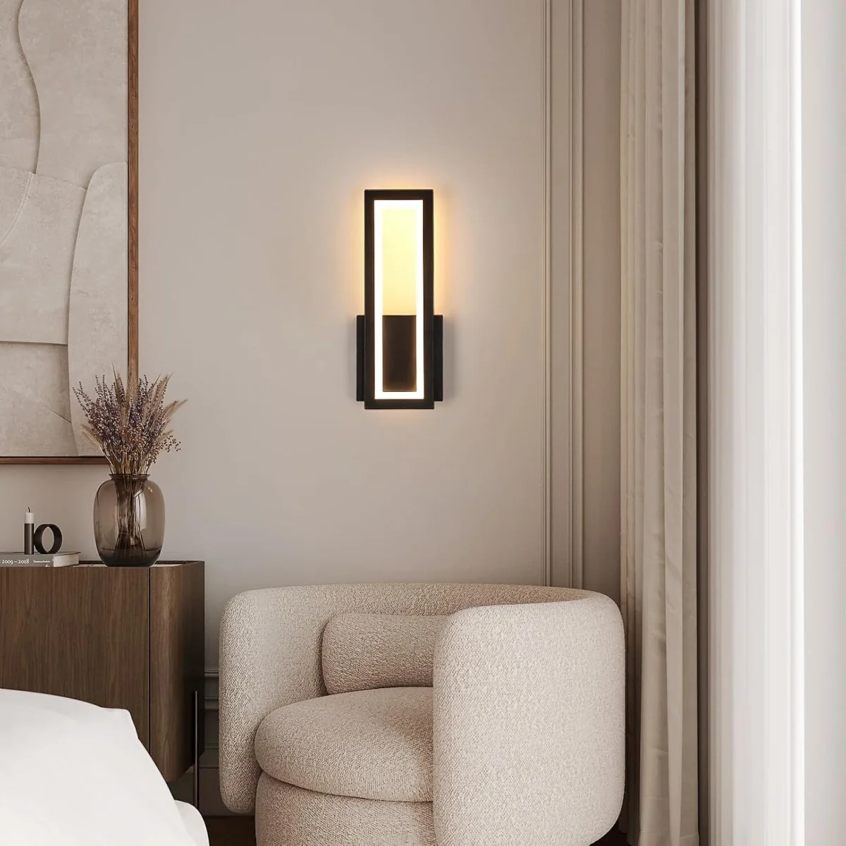 GOECO Modern Indoor Wall Lamp, 16W , 3000 K, Simple Rectangular Wall Lights - Black – image 3