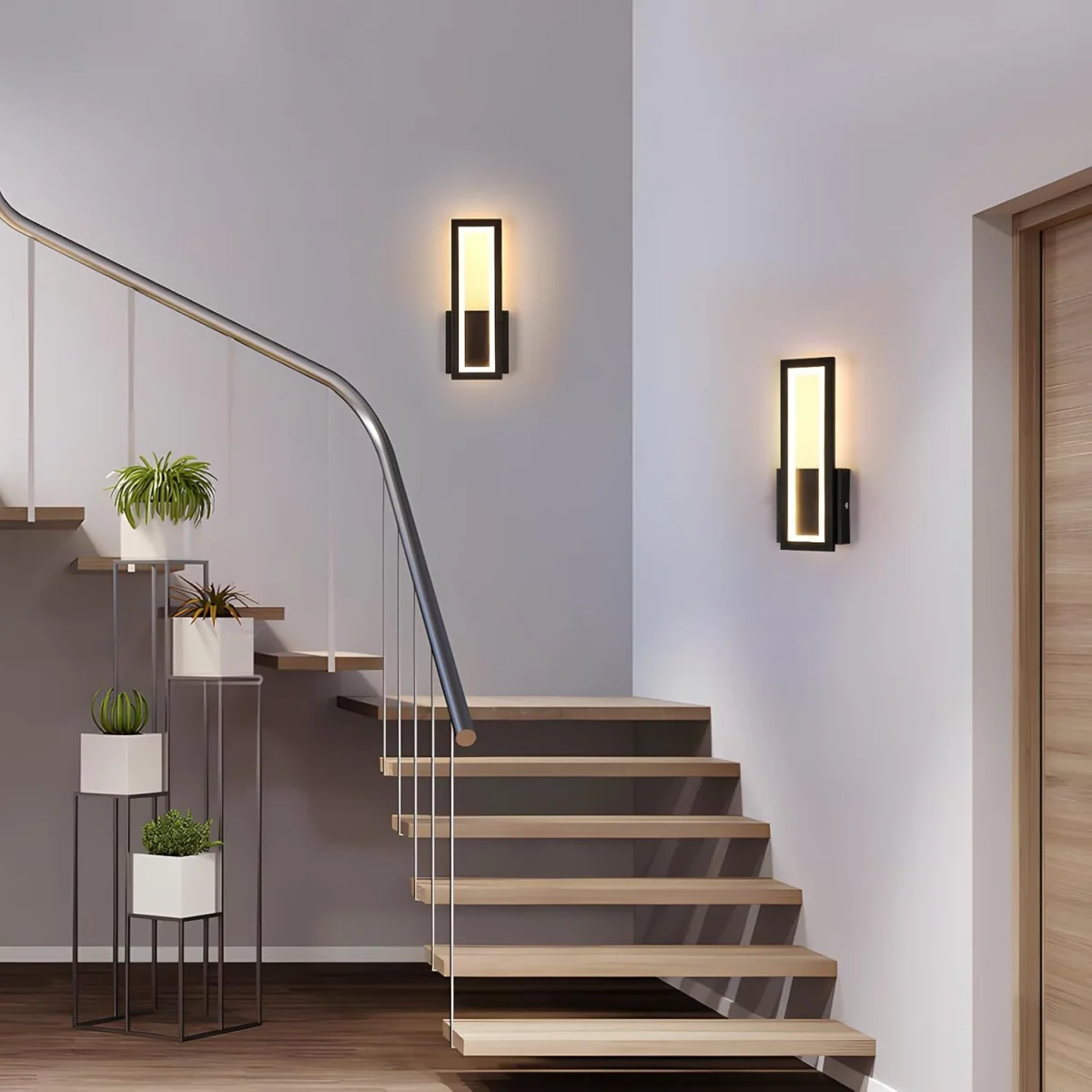 GOECO Modern Indoor Wall Lamp, 16W , 3000 K, Simple Rectangular Wall Lights - Black – image 4