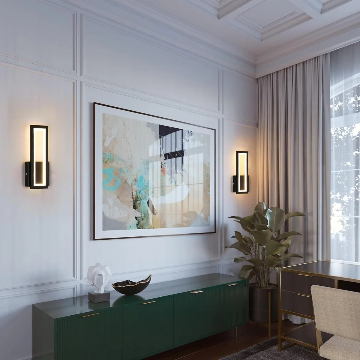 GOECO Modern Indoor Wall Lamp, 16W , 3000 K, Simple Rectangular Wall Lights - Black – image 5