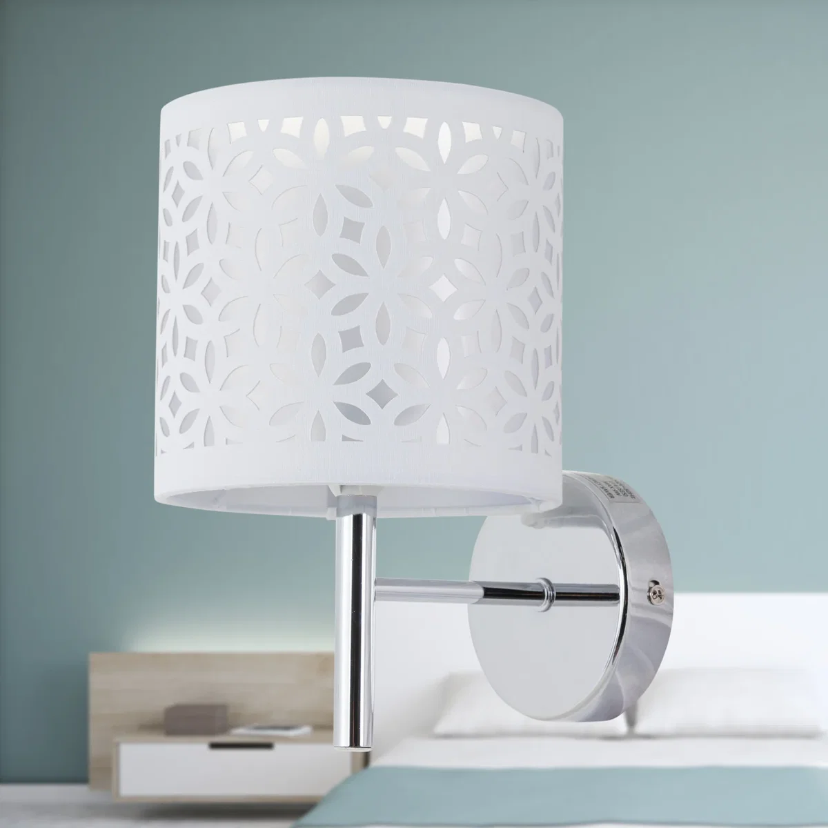 Brea Chrome Wall Light With White Cut Out Shade - Chrome & White – image 3