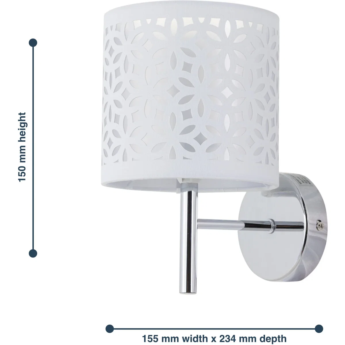 Brea Chrome Wall Light With White Cut Out Shade - Chrome & White – image 5