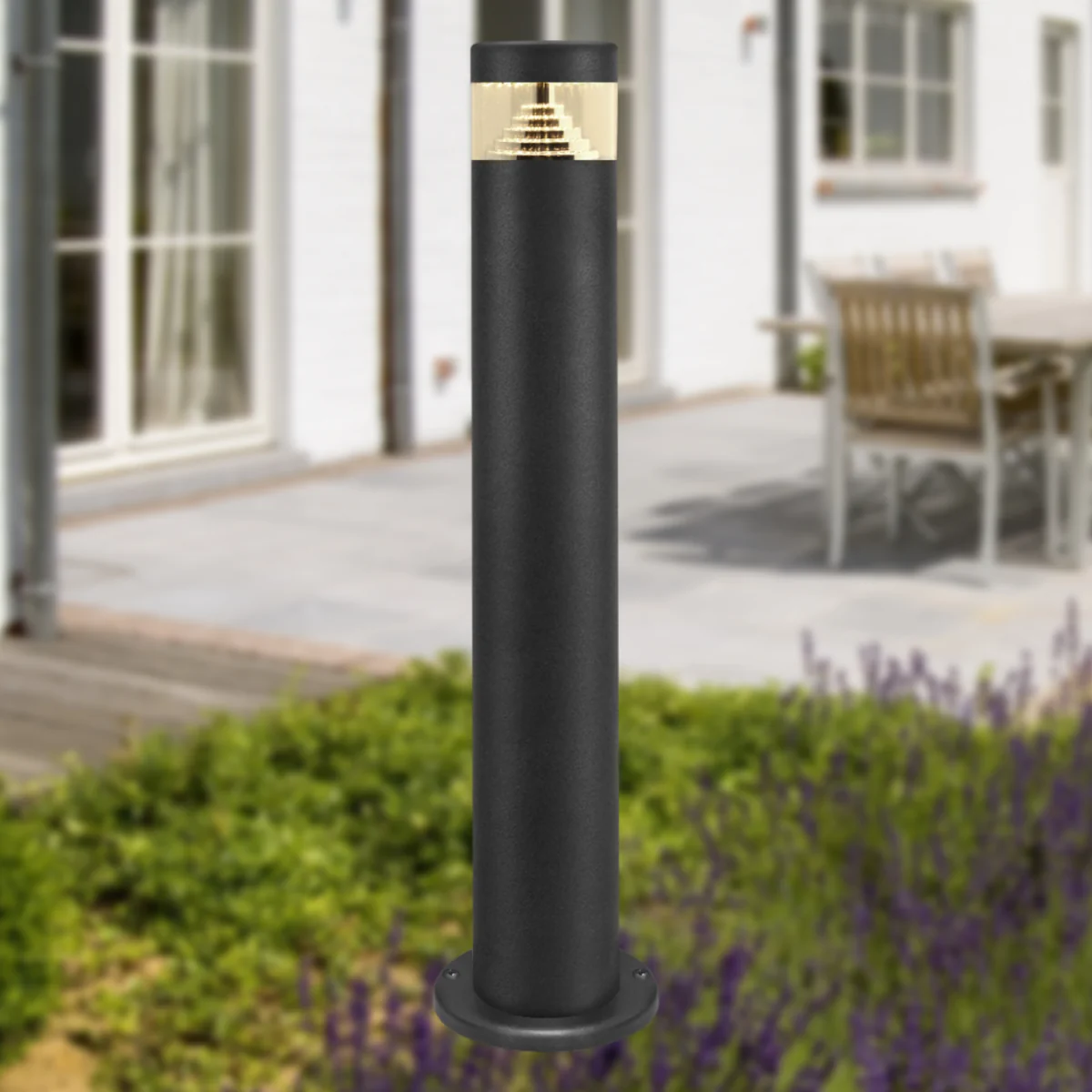 Pyramid Black Led Outdoor 50cm Post Light - Black & Clear – image 3