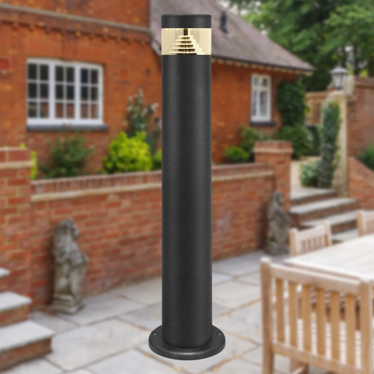 Pyramid Black Led Outdoor 50cm Post Light - Black & Clear – image 4