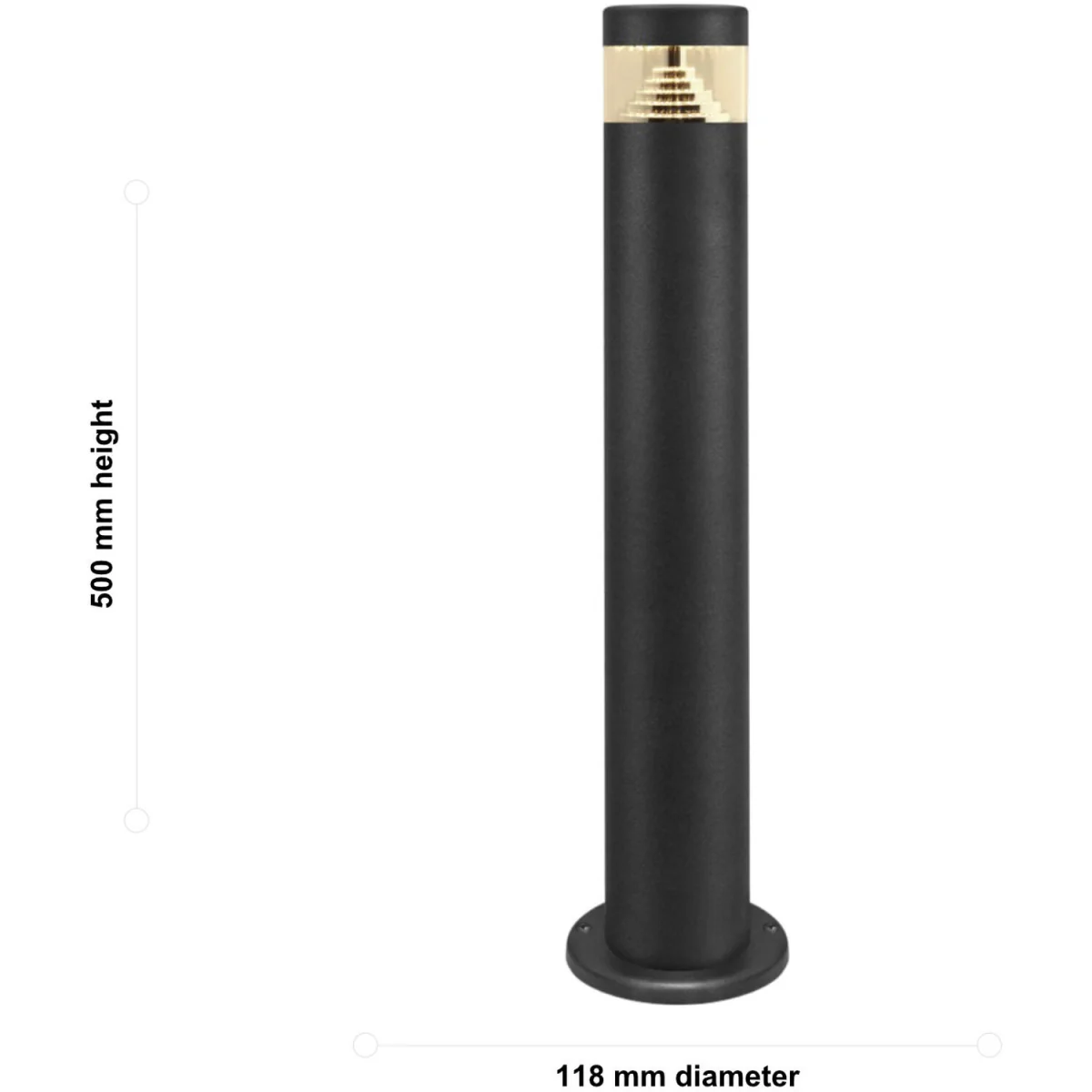 Pyramid Black Led Outdoor 50cm Post Light - Black & Clear – image 5