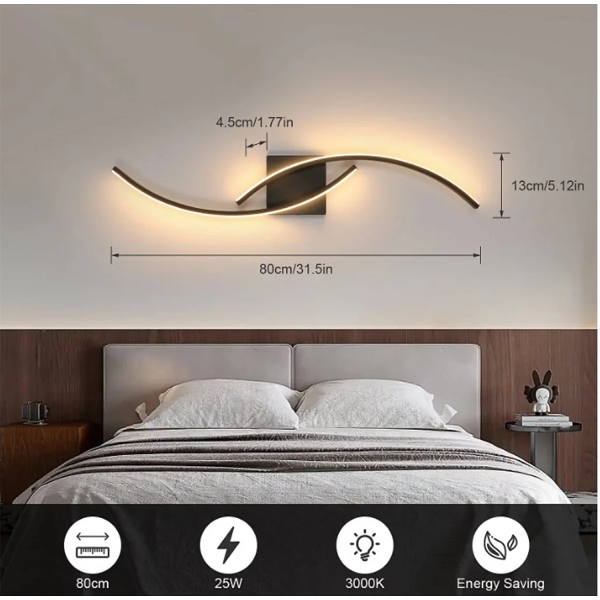Wall Light Black Waving - Black – image 2