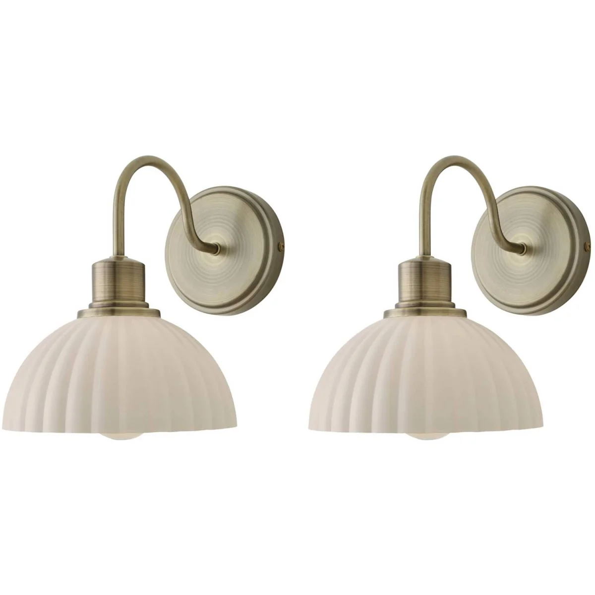 Bourton Pair Wall Light with Ribbed Dome Shade - Brushed Gold / 4W / Metal / 2 – image 2