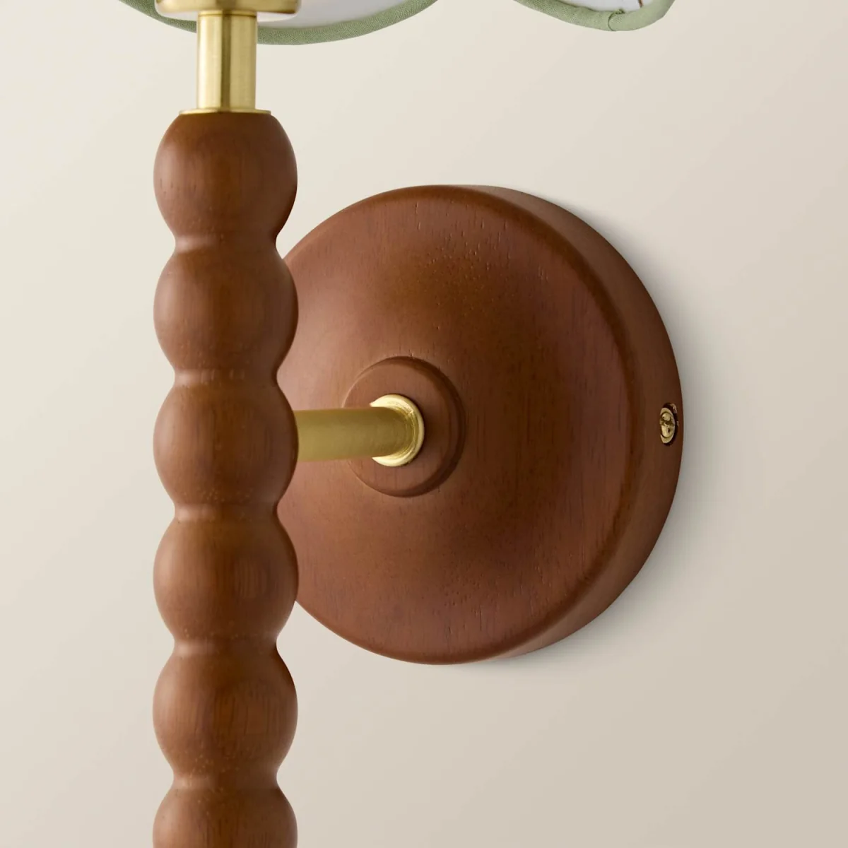 Bobbin Walnut Wall Light with Trim Scallop Shade - Sage Green / 11cm – image 6