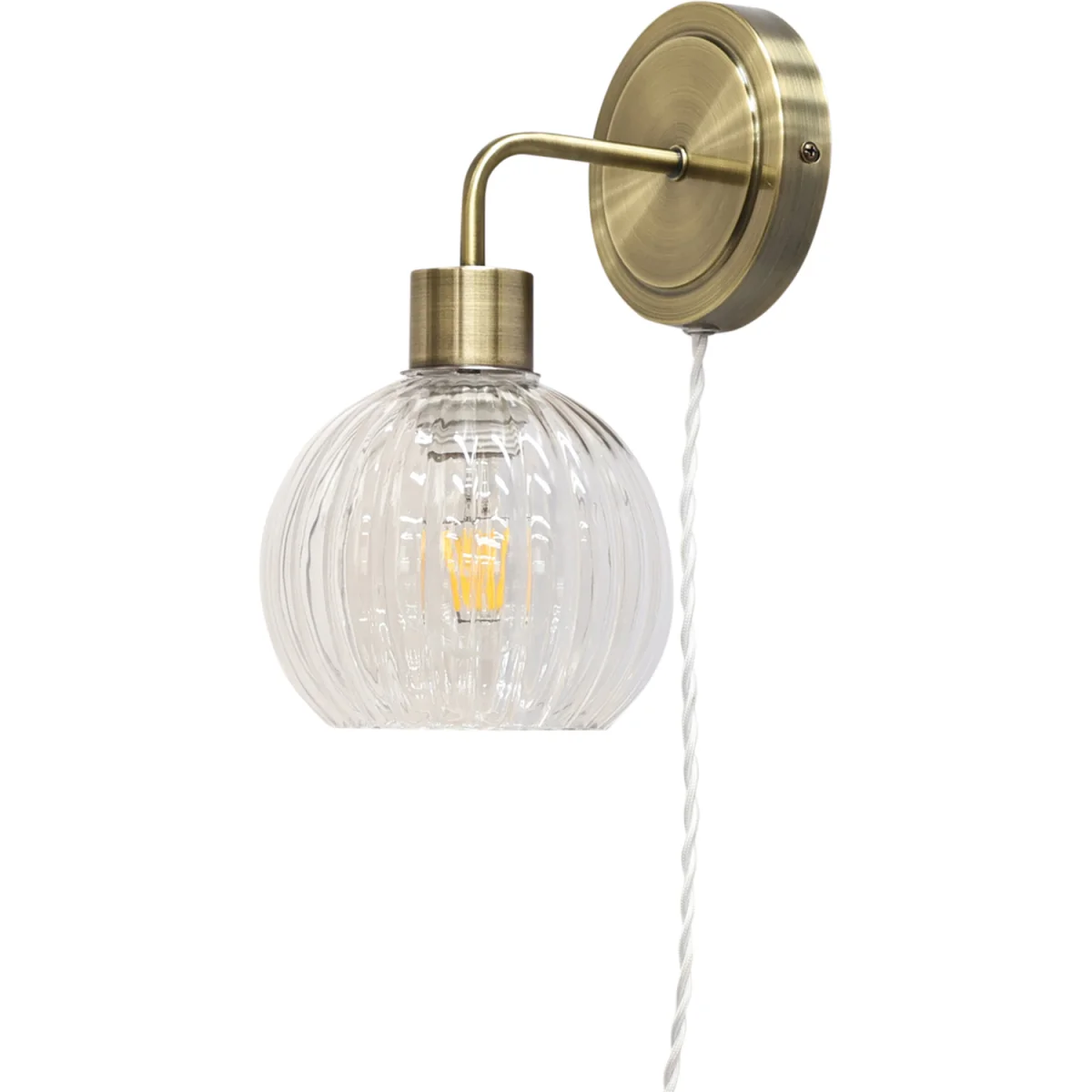 Set Of 2 Toby Antique Brass Plug In Wall Light Fittings Only - Antique Brass – image 2