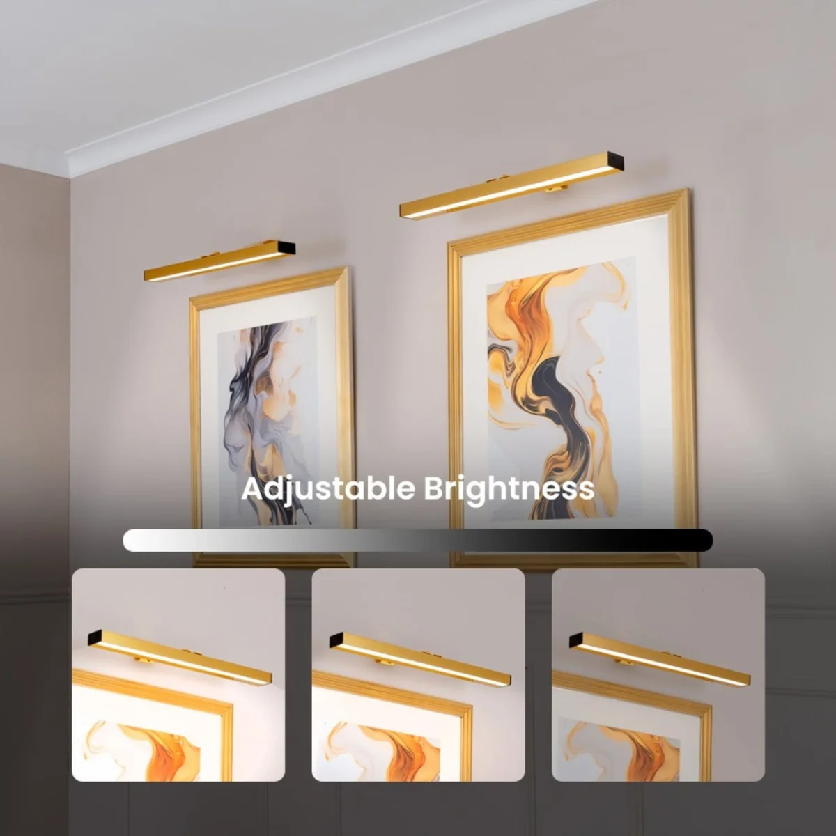 Ryle Easy Fit Touch Dimmer Rechargeable Picture Wall Light - Gold / 1 – image 4