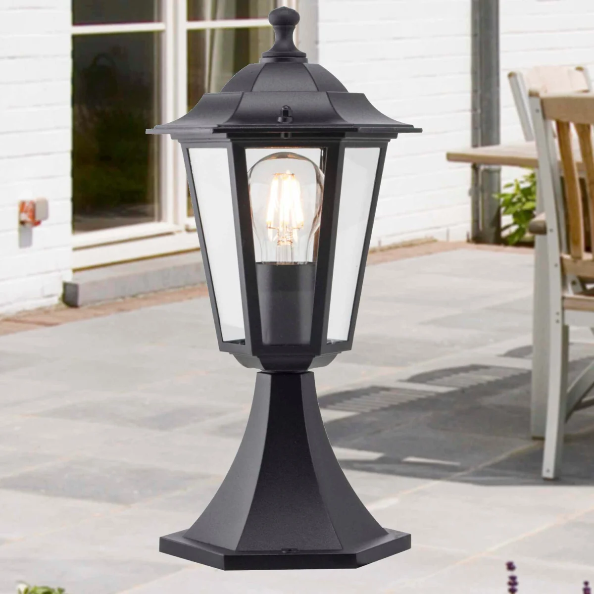 Eversham Outdoor Post Light - Matt Black And Clear Glass – image 2