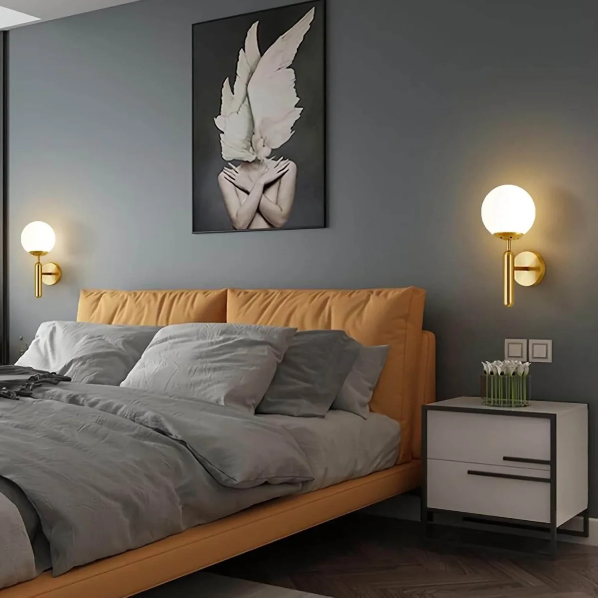 Wall Light Gold Sconce Globe E27 - Gold – image 3