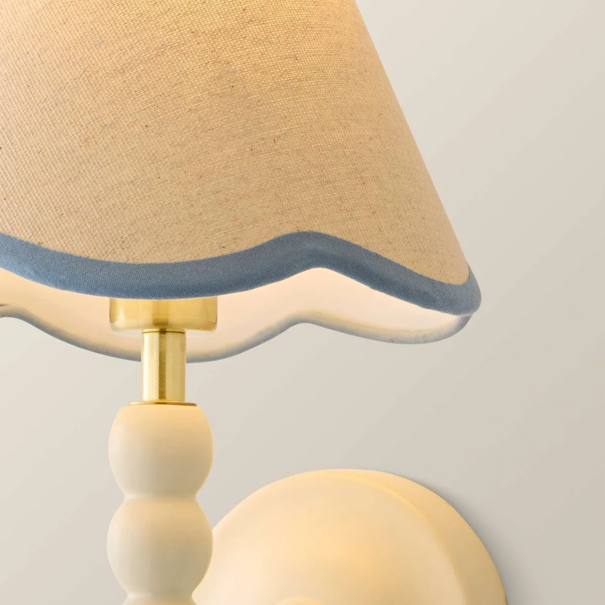 Bobbin Cream Wall Light with Trim Scallop Shade - Powder Blue / 19cm – image 5