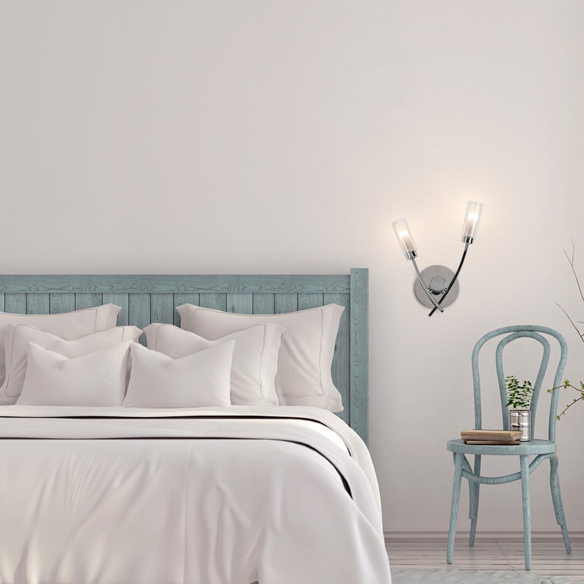 Claudia Twin 2 Way Silver Indoor Wall Light - Silver – image 3