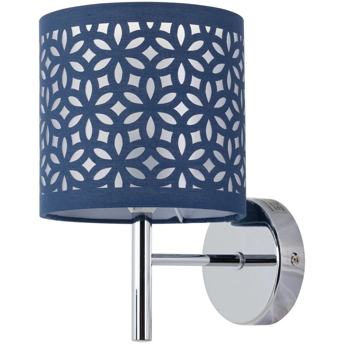 Set Of 2 Brea Chrome Wall Lights With Navy Blue Cut Out Shade - Chrome & Blue – image 2