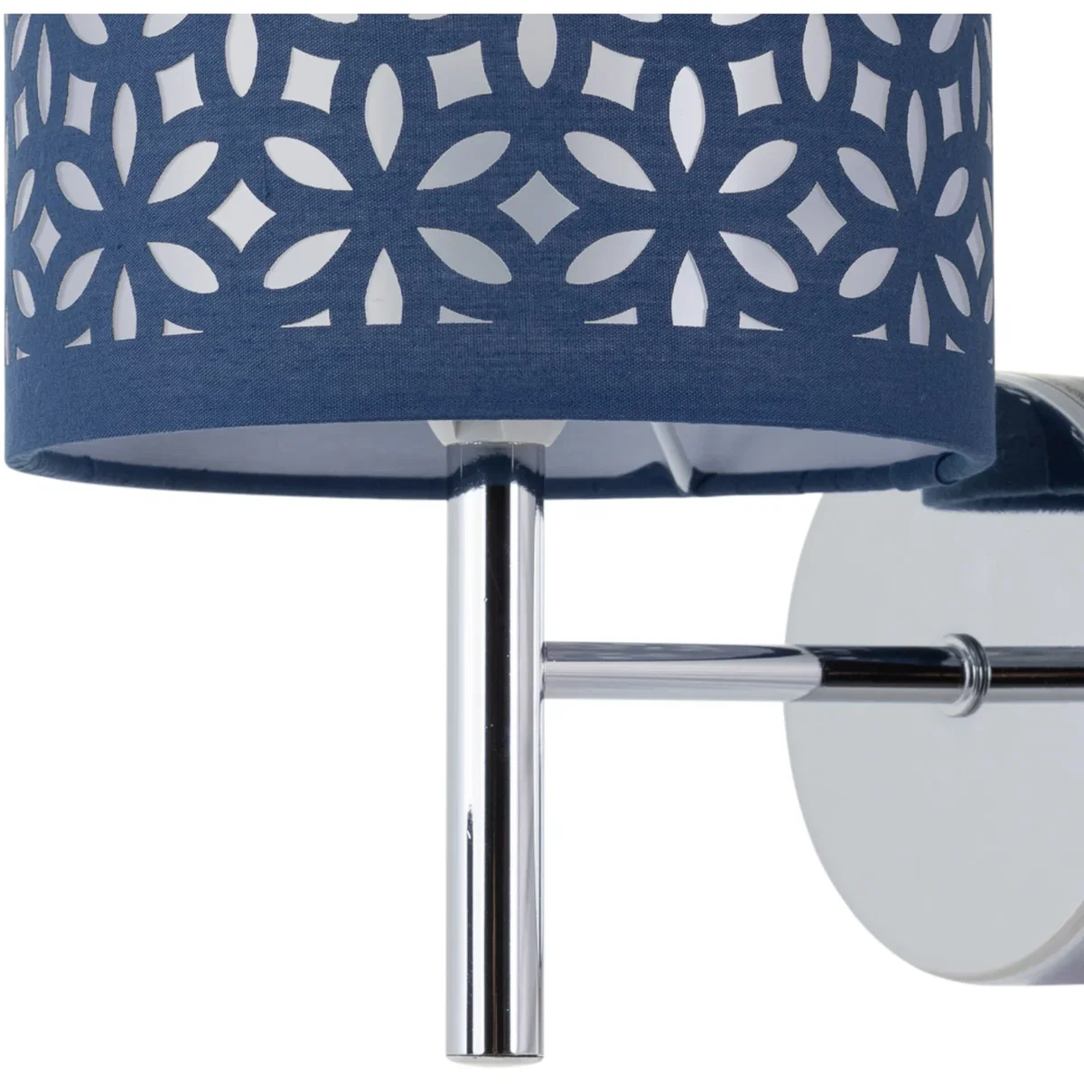 Set Of 2 Brea Chrome Wall Lights With Navy Blue Cut Out Shade - Chrome & Blue – image 3